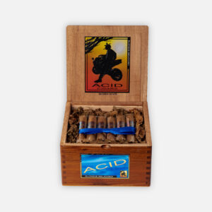 سيجار Acid من Drew Estate، بلوندي بيليكوسو، تغليف جريء ونابض بالحياة.