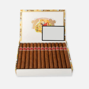 سيجار روميو وجولييت في عرض صندوق أنيق مفتوح.