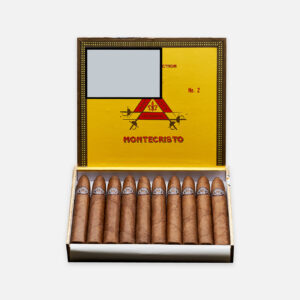 سيجار مونتي كريستو رقم 2 في علبة كلاسيكية صفراء.