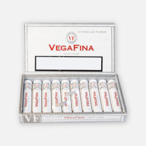 سيجار فيجافينا في أنابيب بيضاء أنيقة، تقديم يدوي الصنع.