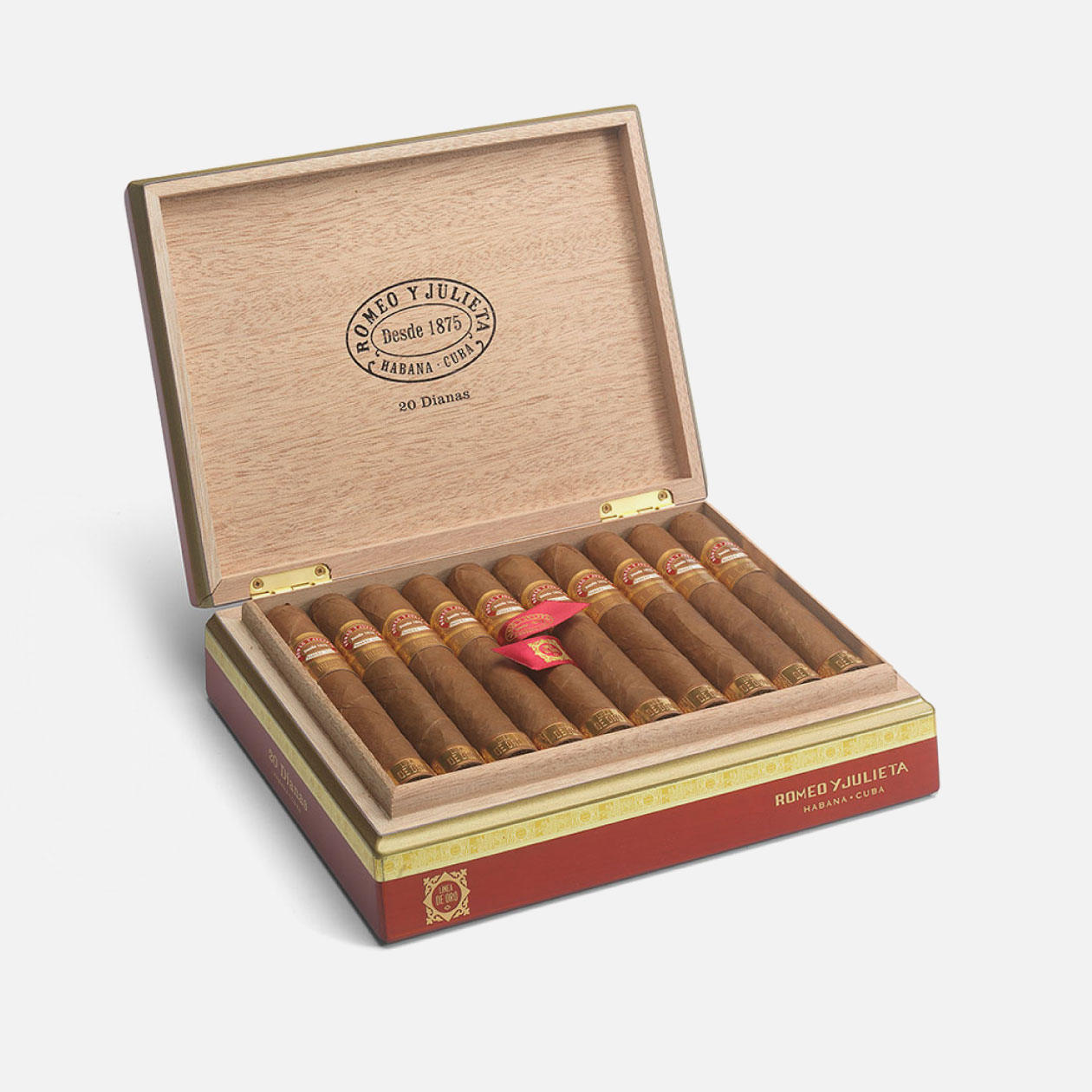 سيجار روميو وجولييت الكوبي في علبة خشبية فاخرة.