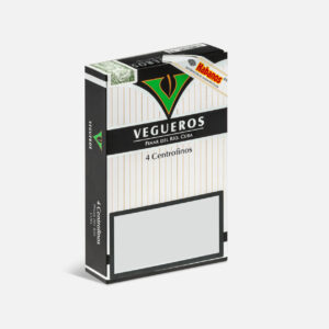 سيجار فيغويروس سنتروفينوس الكوبي في عبوة أنيقة باللونين الأسود والأبيض.