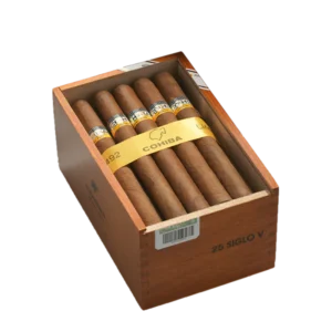 سيجار كوهيبا سيجلو الخامس في صندوق خشبي أنيق.