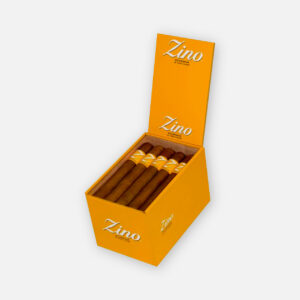 سيجار زينو نيكاراغوا تورو، علبة برتقالية زاهية، عرض فاخر.