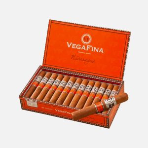 سيجار فيجافينا نيكاراغوا في علبة برتقالية زاهية.