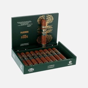 سيجار بلاسينسيا ألما فويرتي روبوستو في علبة أنيقة خضراء.